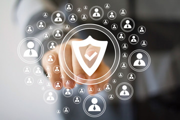 Button shield security icon virus business web sign