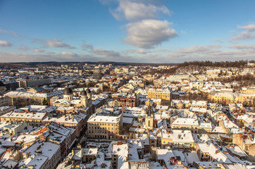 Fototapeta premium the historic center of the city of Lviv, top view
