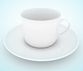 Empty white tea or coffee cup . 3d illustration