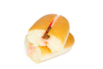 Strawberry raisin flavour cream filled hotdog bread