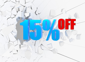 15 percent discount icon on white background