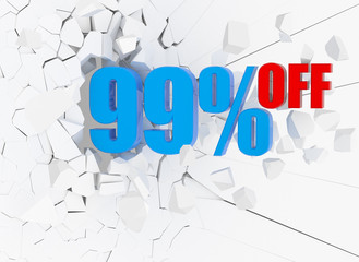 99 percent discount icon on white background