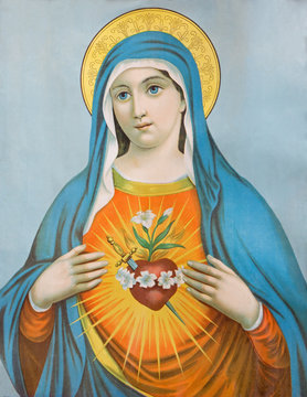 The Heart of Virgin Mary. Typical catholic image