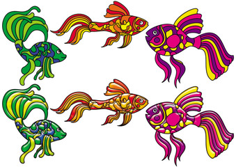 Decorative fishes in stained glass style