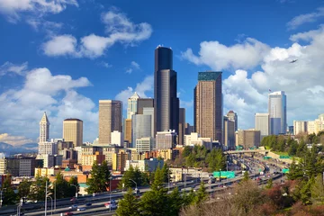 Foto op Canvas Seattle skyline with urban skyscrapers, WA, United States © Oleksandr Dibrova