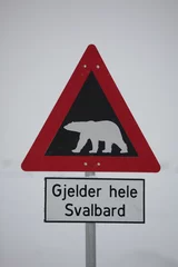 Fototapete Nördlicher Polarkreis Warnschild Eisbär Spitzbergen