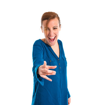 Woman shouting and pointing