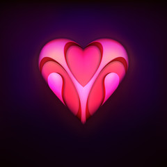 red trendy talisman design as love and heart symbol graphic