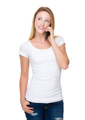 Fototapeta premium Young Woman talk to cell phone