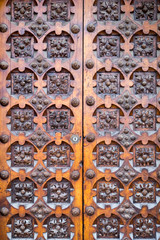 Background of an ornamented old wooden door