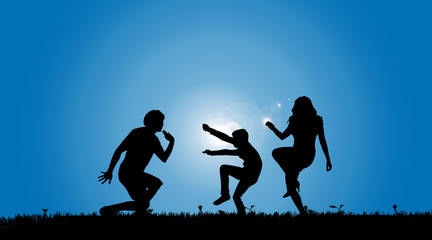 Vector silhouette of a family.