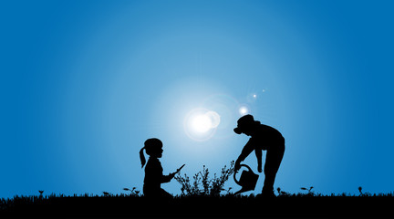 Obraz premium Vector silhouettes of children.