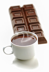 Hot chocolate cup on white background