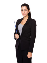 Fototapeta na wymiar Business woman hold with clipboard