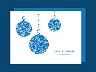 Vector blue white lineart plants Christmas ornaments silhouettes