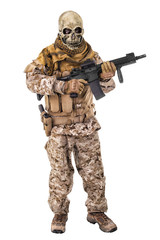 Unrecognizable criminal holding a rifle.