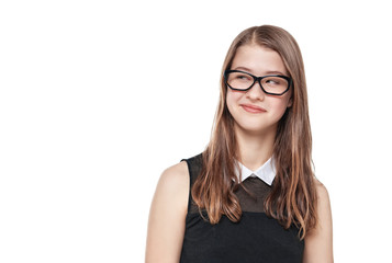 Obraz premium Young fashion teenage girl in glasses looking on something