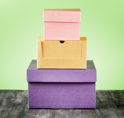Colorful package box on a table