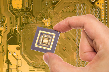 Microprocessor in hand over printed circuit board