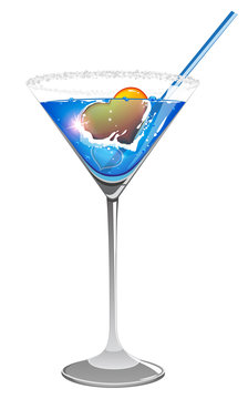 Valentine heart in blue cocktail
