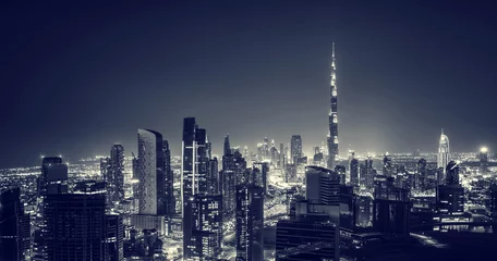 No drill light filtering roller blinds Burj Khalifa Beautiful Dubai city at night
