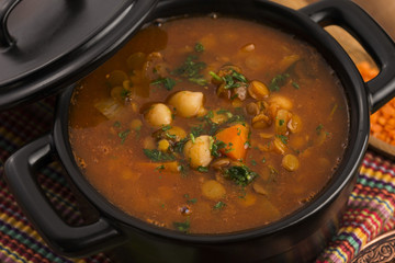 Moroccan traditional soup - harira, the traditional Berber soup