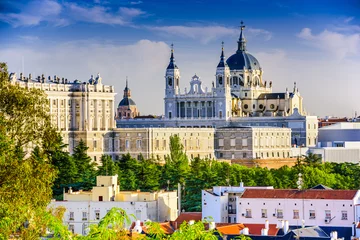 Keuken foto achterwand Madrid Koninklijk Paleis en de kathedraal van Madrid, Spanje