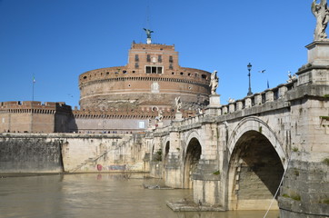 Castel and Ponte Sant'Angelo in Rome, Italy.