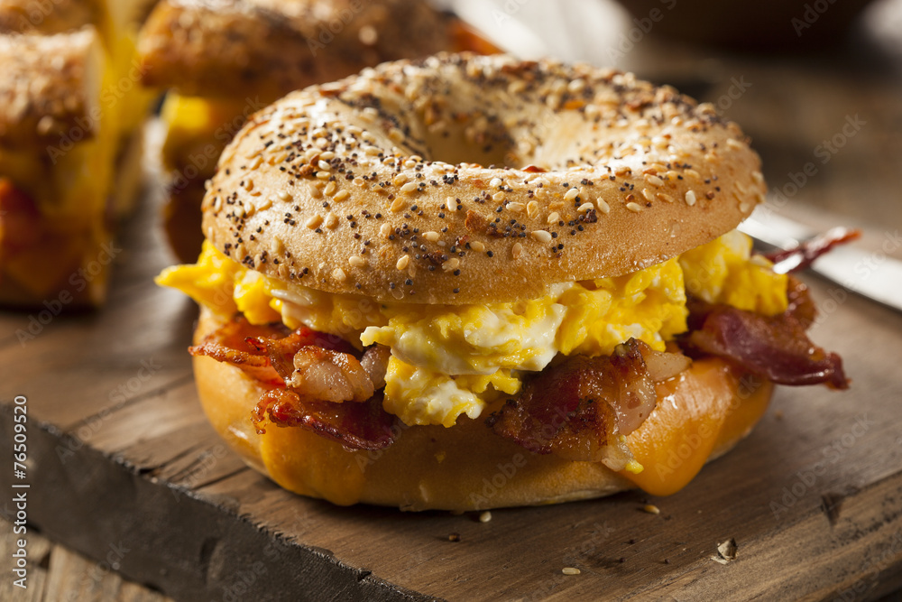 Canvas Prints hearty breakfast sandwich on a bagel