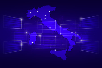 Italy Map World map News Communication blue