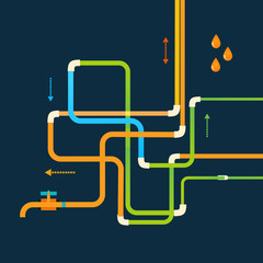 Vector color abstract design tangled pipes eps