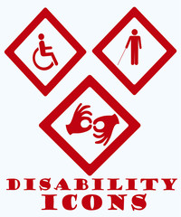 icons disabled, in red color over white color background