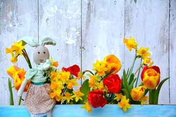 Osterhase und Osterblumen