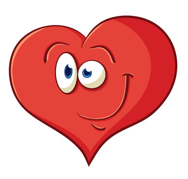 The image of cute cartoon pleased heart. Illustration with simpl
