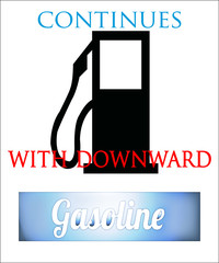 falling prices of oil and fuel, gas station on color background