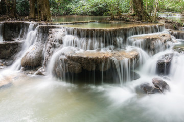 Fototapeta na wymiar Waterfall in the deep forest in Thailand