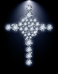 Brilliant heart and Christian Cross, vector illustration