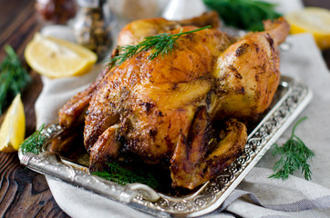 Chicken baked with lemon and spices