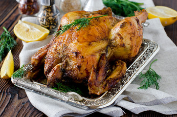 Chicken baked with lemon and spices