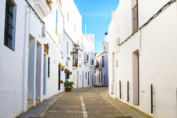 Typical street in Vejer de la Frontera, Andalusia, Spain.