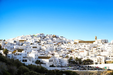 Fototapeta na wymiar Landscape of a white town, Vejer de la Frontera in Andalusia, Sp