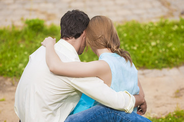 Caucasian Couple having Rest Outdoors