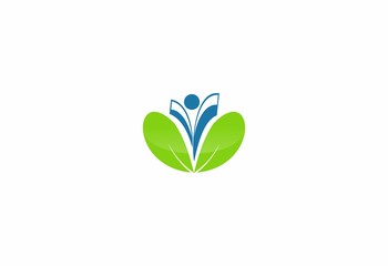 green leaf love people logo icon