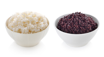 bowl full of rice on white background