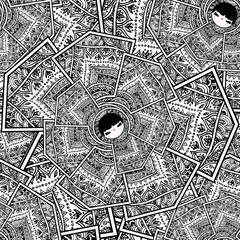 Vector seamless background with babushka matryoshka dolls