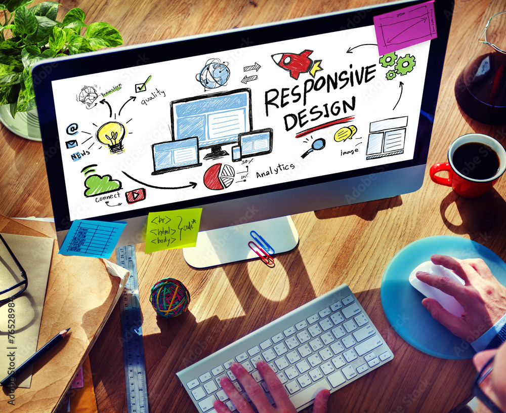 Wall mural responsive design internet web online browsing concept