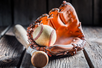 Vintage Baseball in a leather glove