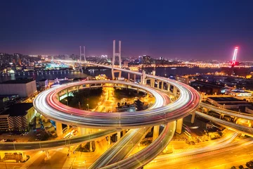 Papier Peint photo autocollant Pont de Nanpu pont de shanghai nanpu la nuit