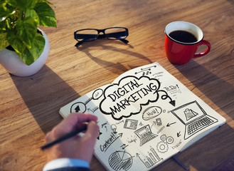 Working Notepad Plan Digital Marketing Strategy Concept