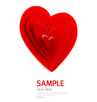 Paper heart shape symbol for Valentines day with copy space for